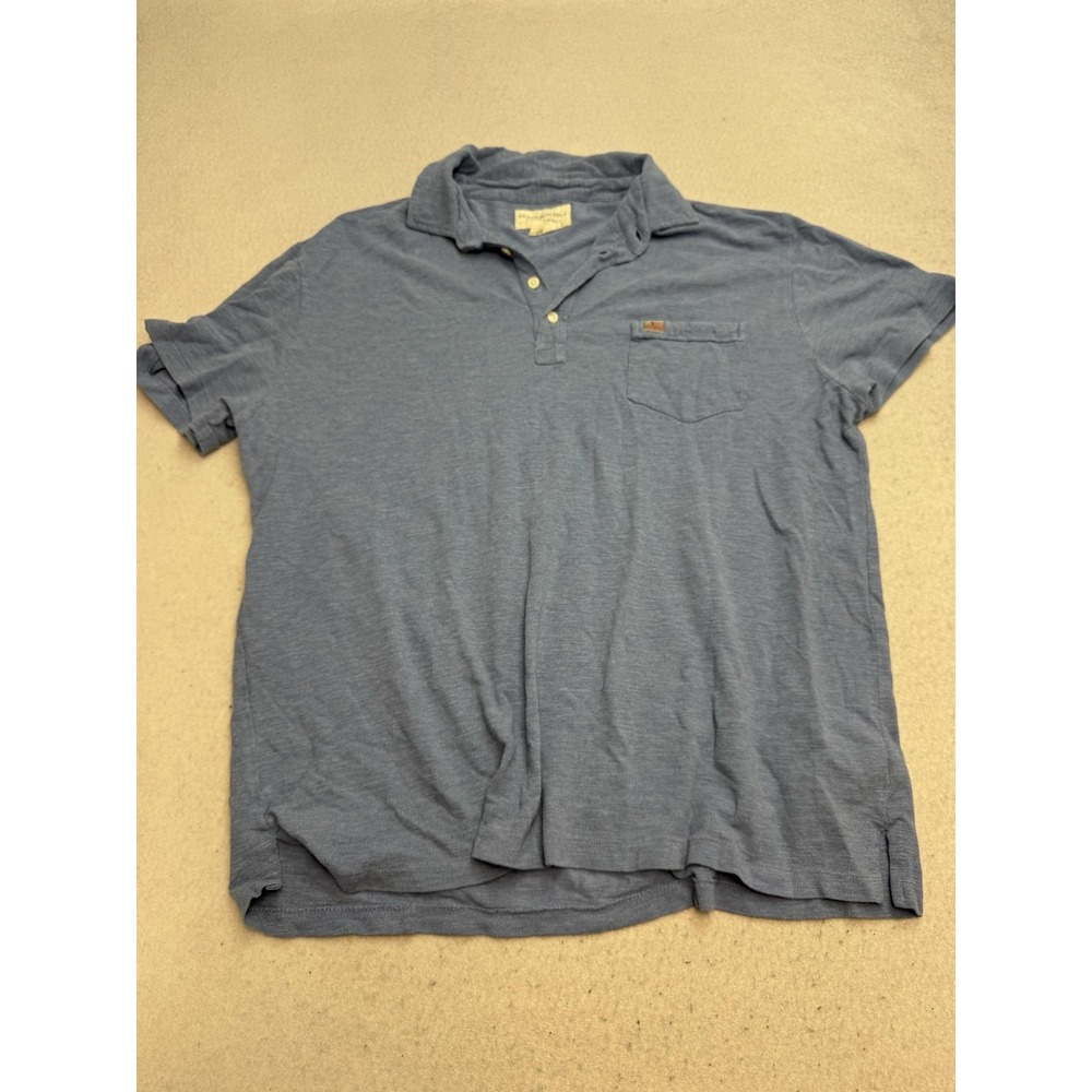 Denim & Supply Ralph Lauren Polo Shirt Mens XL Blue Slub Pocket Flag Logo